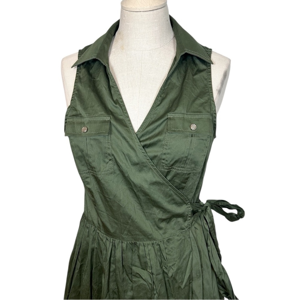 NWT White House Black Market Wrap Midi Dress Green - Picture 3 of 7